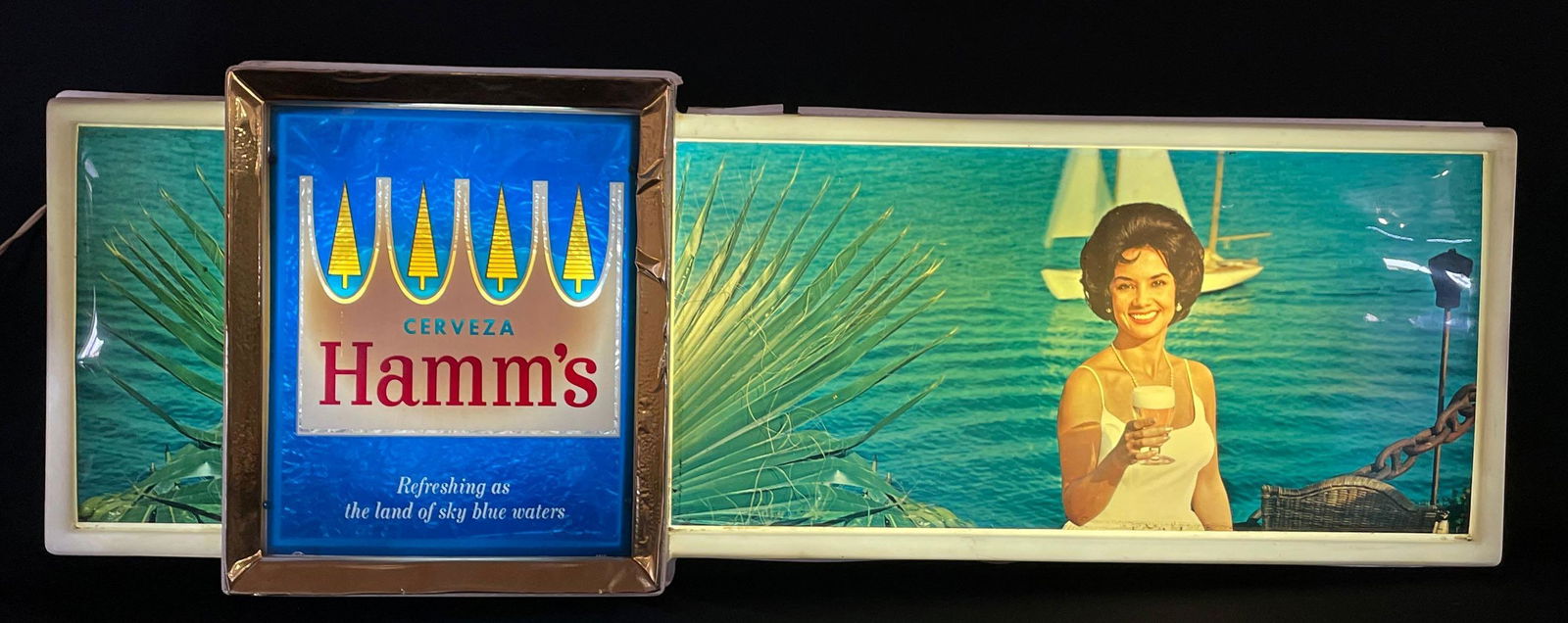 Light Up "Hamm's" Beer Sign (Worked When Tested) 13" x 40-1/2" (1 of 2)