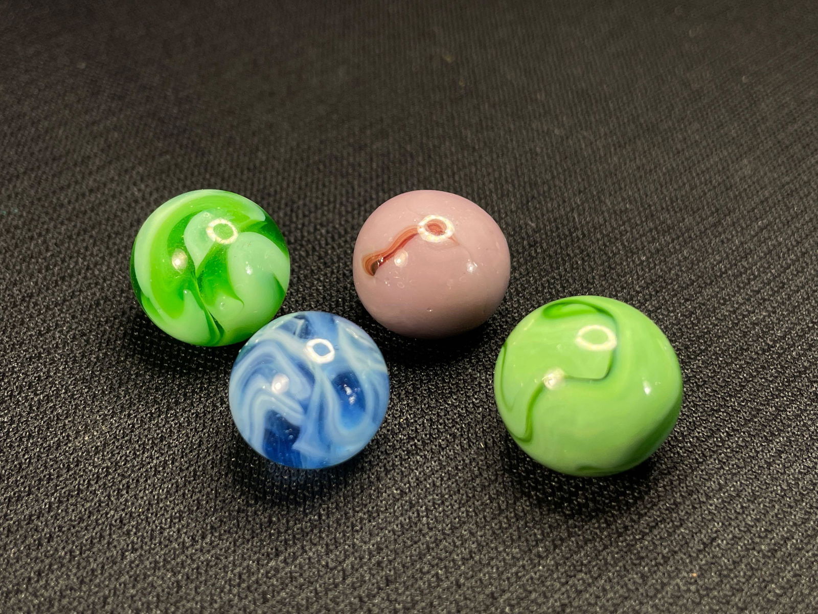 (4) Alley Agate Marbles: Excellent Condition, Size 1/2" - 9/16".