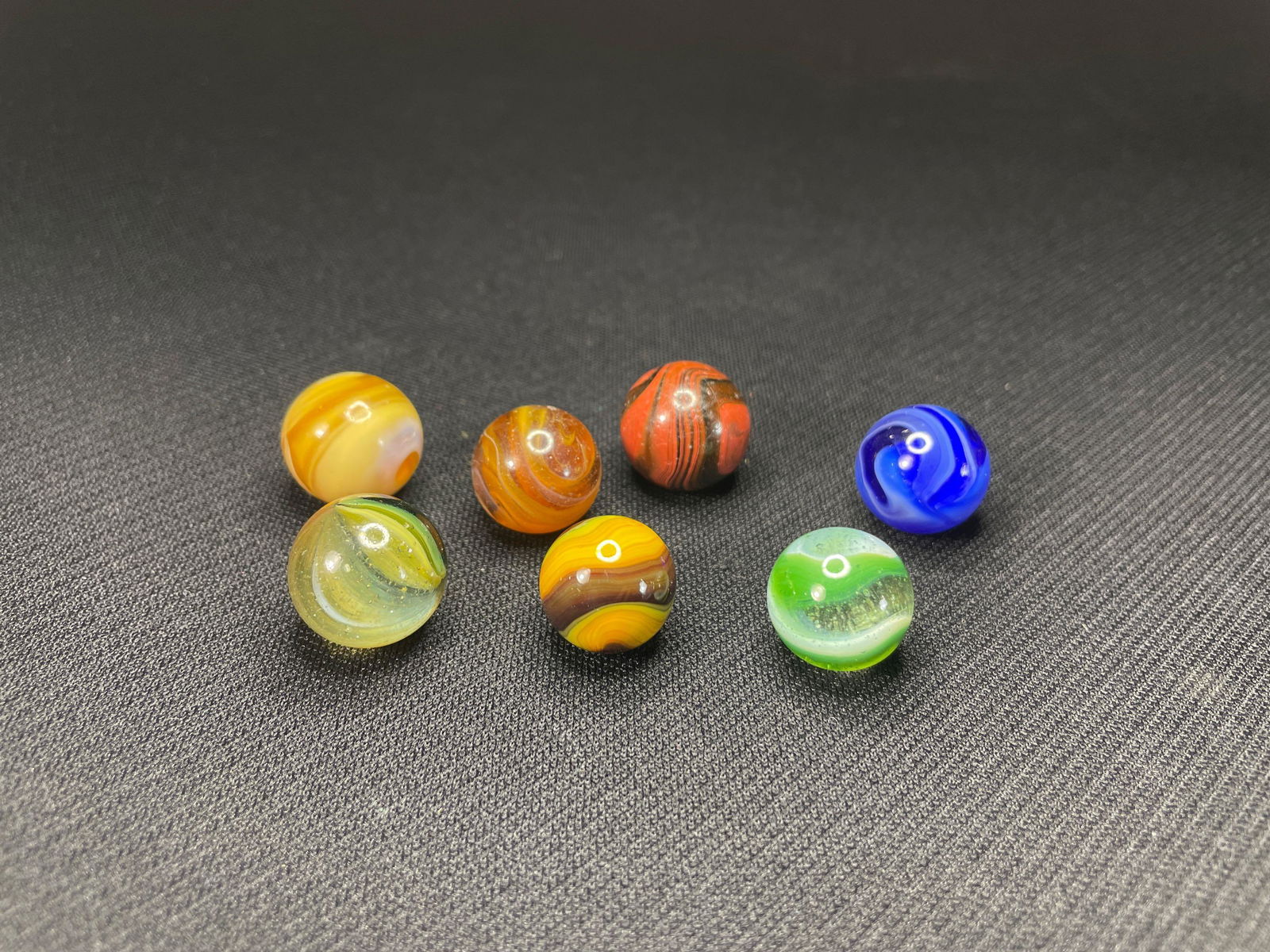 (7) Assorted Marbles , All about 1/2 inch in size. (1 of 1)