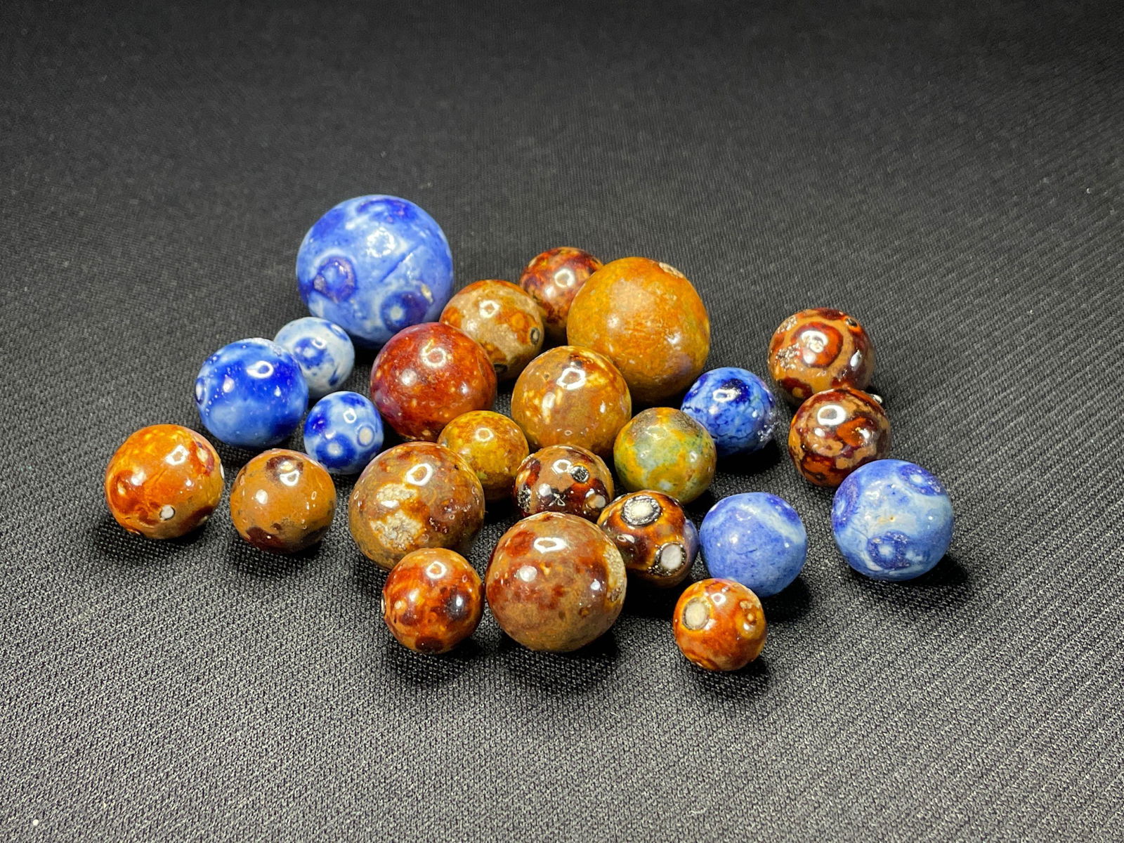 (23) Assorted Size Clay Marbles Some Damage (1 of 1)