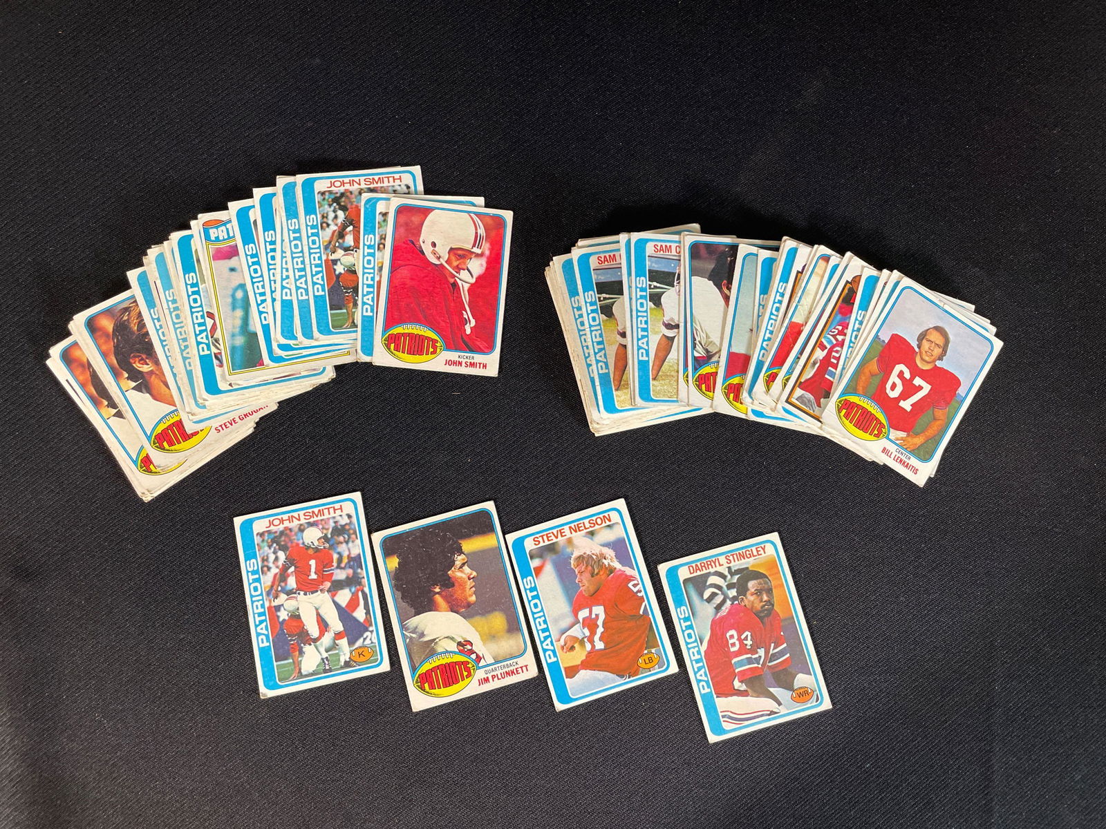 (76) 1970's New England Patriots Topps Cards: Including Jim Plunkett, Sam Hunt, John Smith, Don Calhoun, Steve Grogan