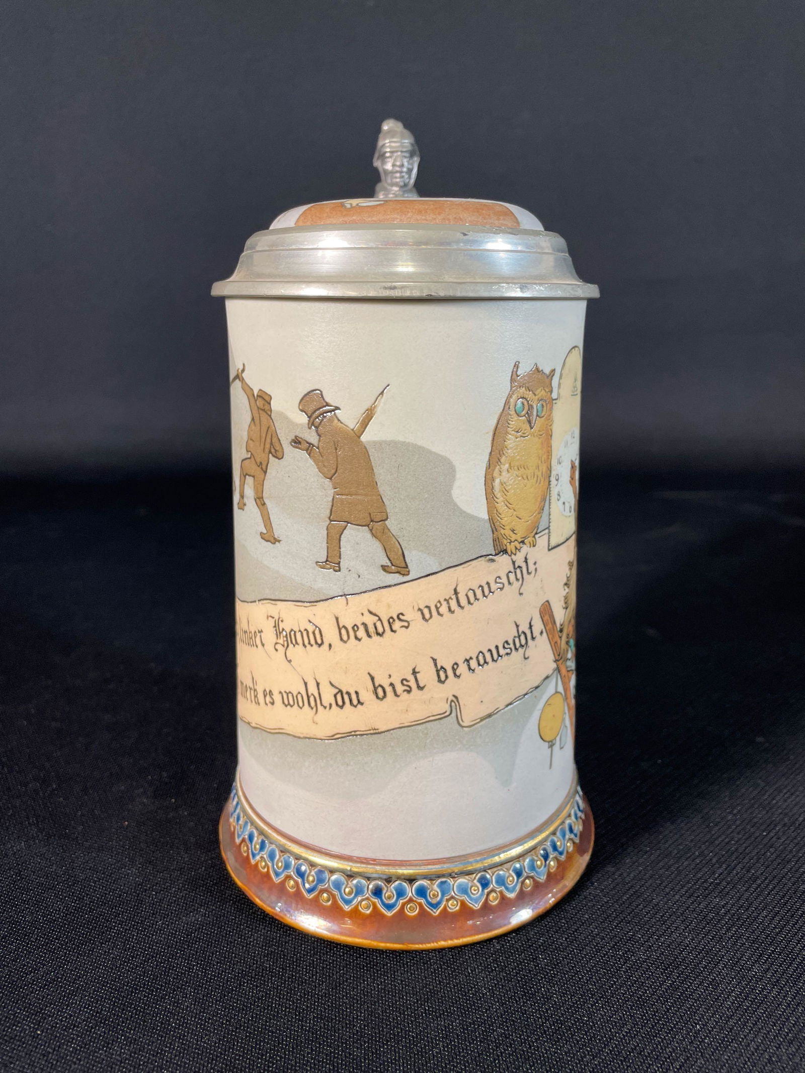 Pewter and Porcelain Lidded Mettlach Porcelain  Beer Stein #2092 (1 of 7)