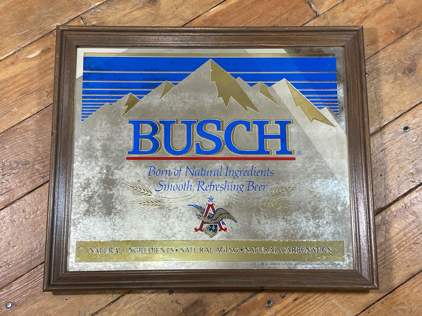 Mirror Busch Beer Sign, Sight View 21" x17-1/4", Overall View 24" x 20" (1 of 2)