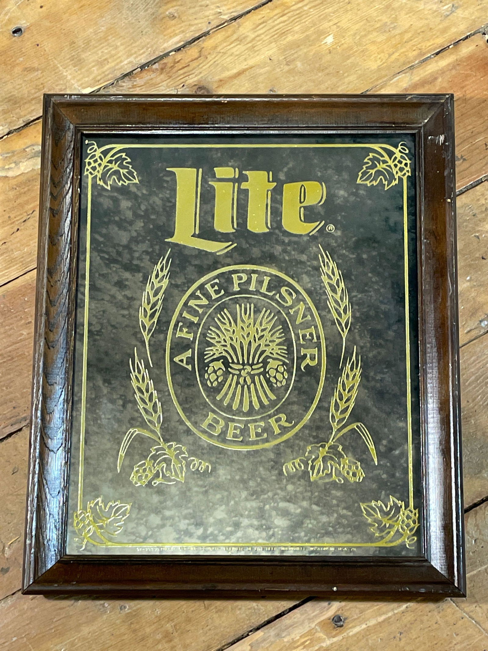 Framed Miller Lite Beer Sign, Sight View 15-1/2" x 12-1/2" Overall View 18-1/2" x 15" (1 of 3)
