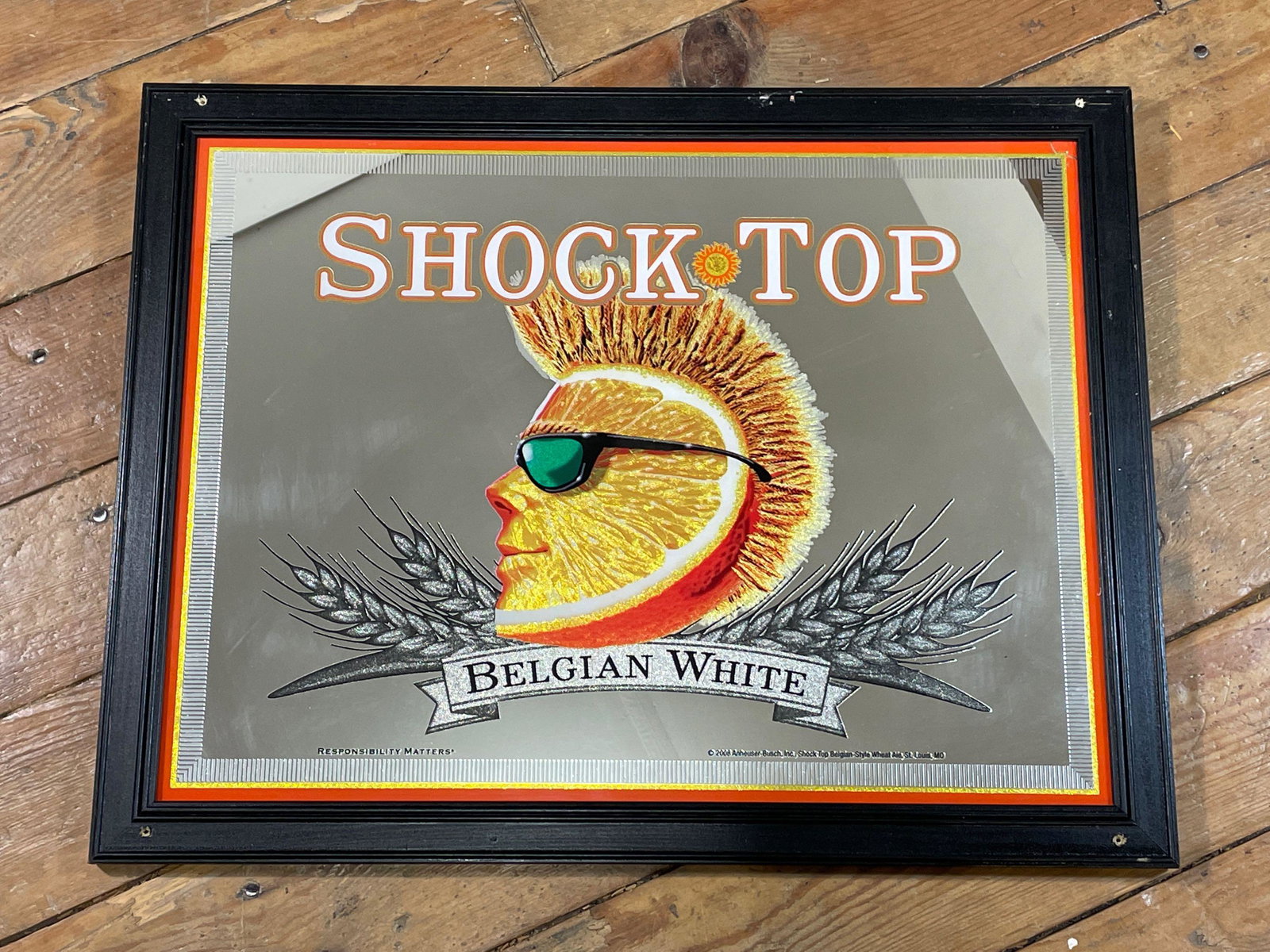 Shock Top Belgian White Beer Sign: Sight View 17-1/2" x 23-1/2", Overall View 20-1/2" x 26-1/2"