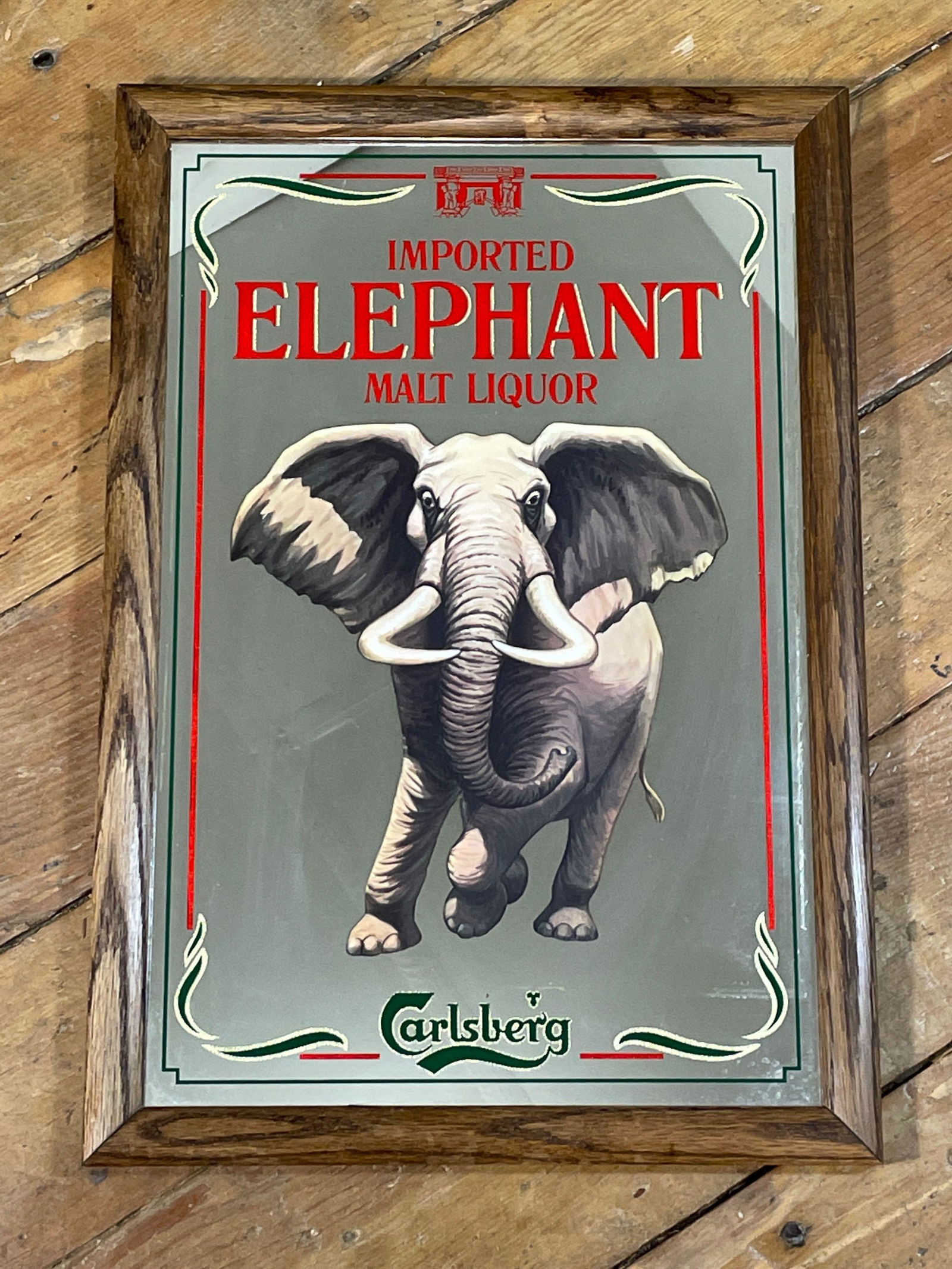 Carlsberg Imported Elephant Malt Liquor Beer Sign (1 of 2)