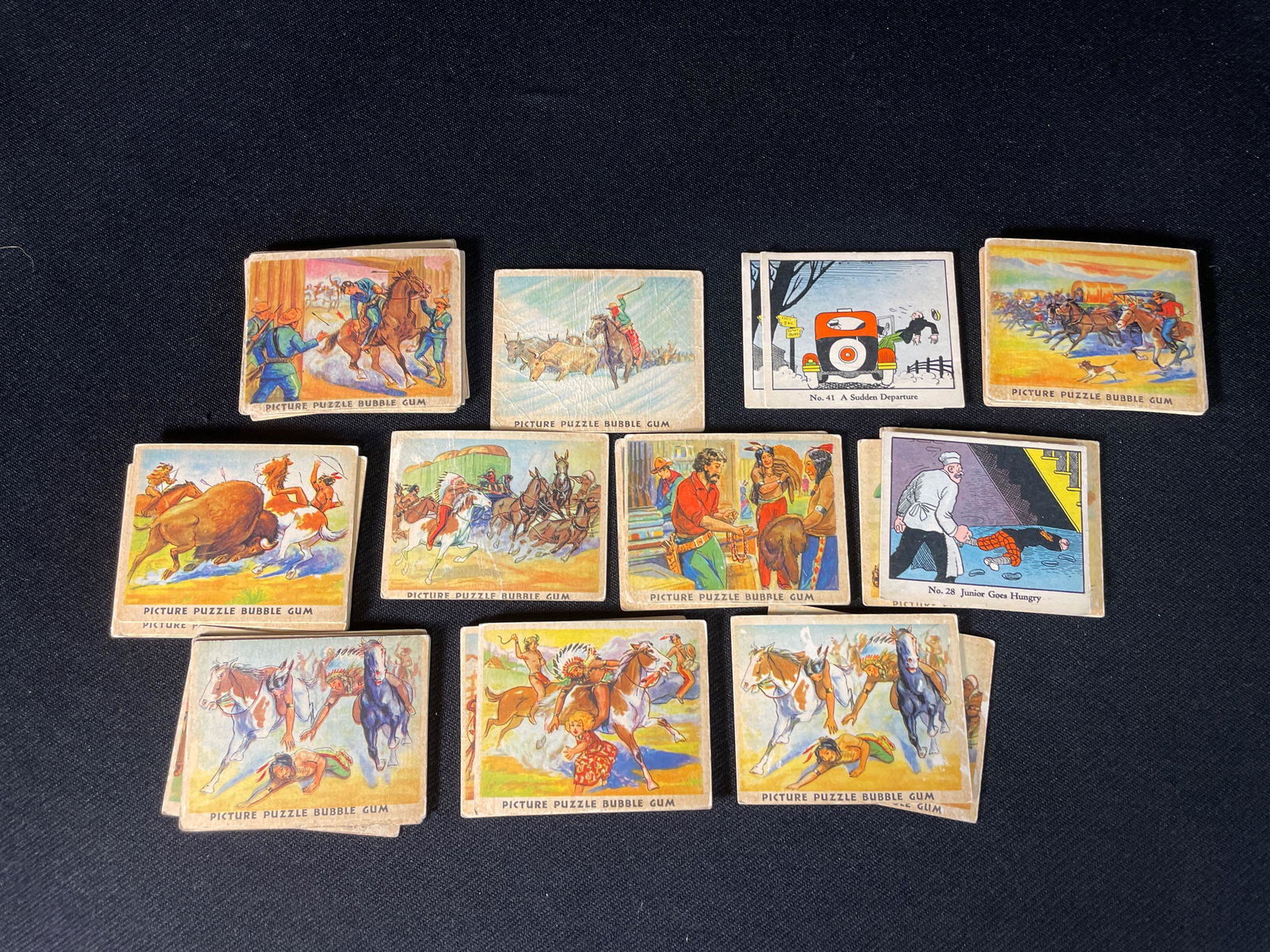 (35) 1933 Picture Puzzle Bubble Gum Wild West Series (3) Dick Tracy Carmels Cards (1 of 8)