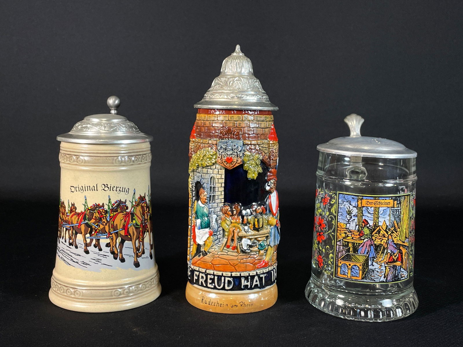 (3) Beer Steins Made In Germany w/ Pewter Lids (1 of 13)