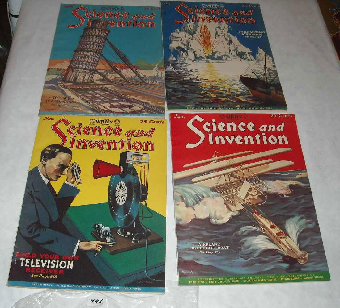 4-1928 SCIENCE & INVENTION MAGAZINES: JAN, APR, OC: 4-1928 SCIENCE & INVENTION MAGAZINES: JAN, APR, OCT & NOV, BUILD YOUR OWN TELEVISION RECEIVER ON NOV COVER.