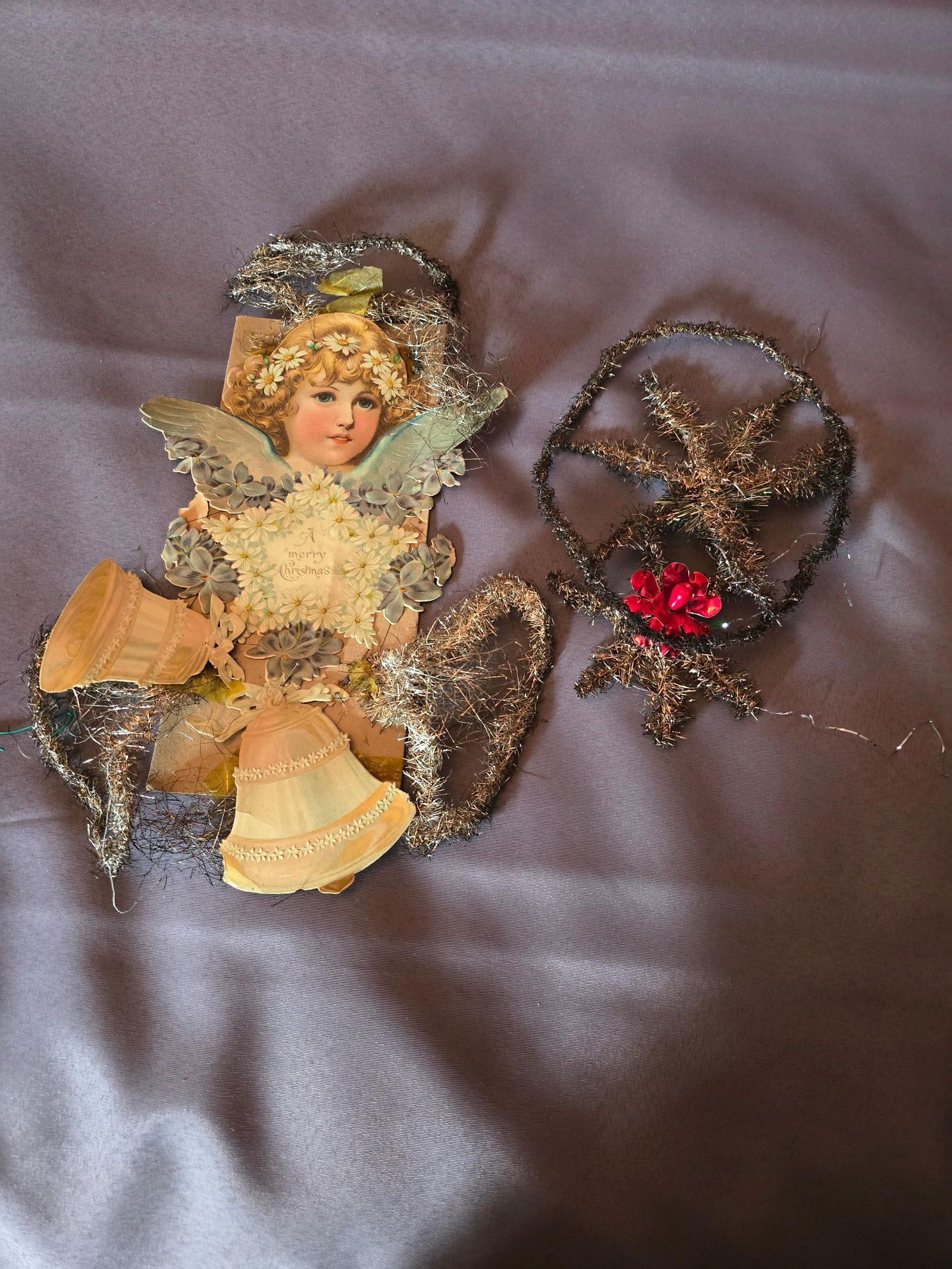 (1) large angel, (1) other paper and metal ornament (1 of 1)