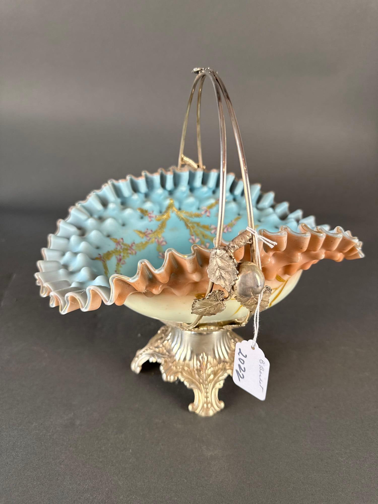 Bridal basket on silver stand (1 of 4)