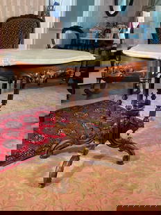 sm. Walnut turtle top table.: 29" long, 28" high 26" wide Low Estimate: 200.00 High Estimate: 300.00