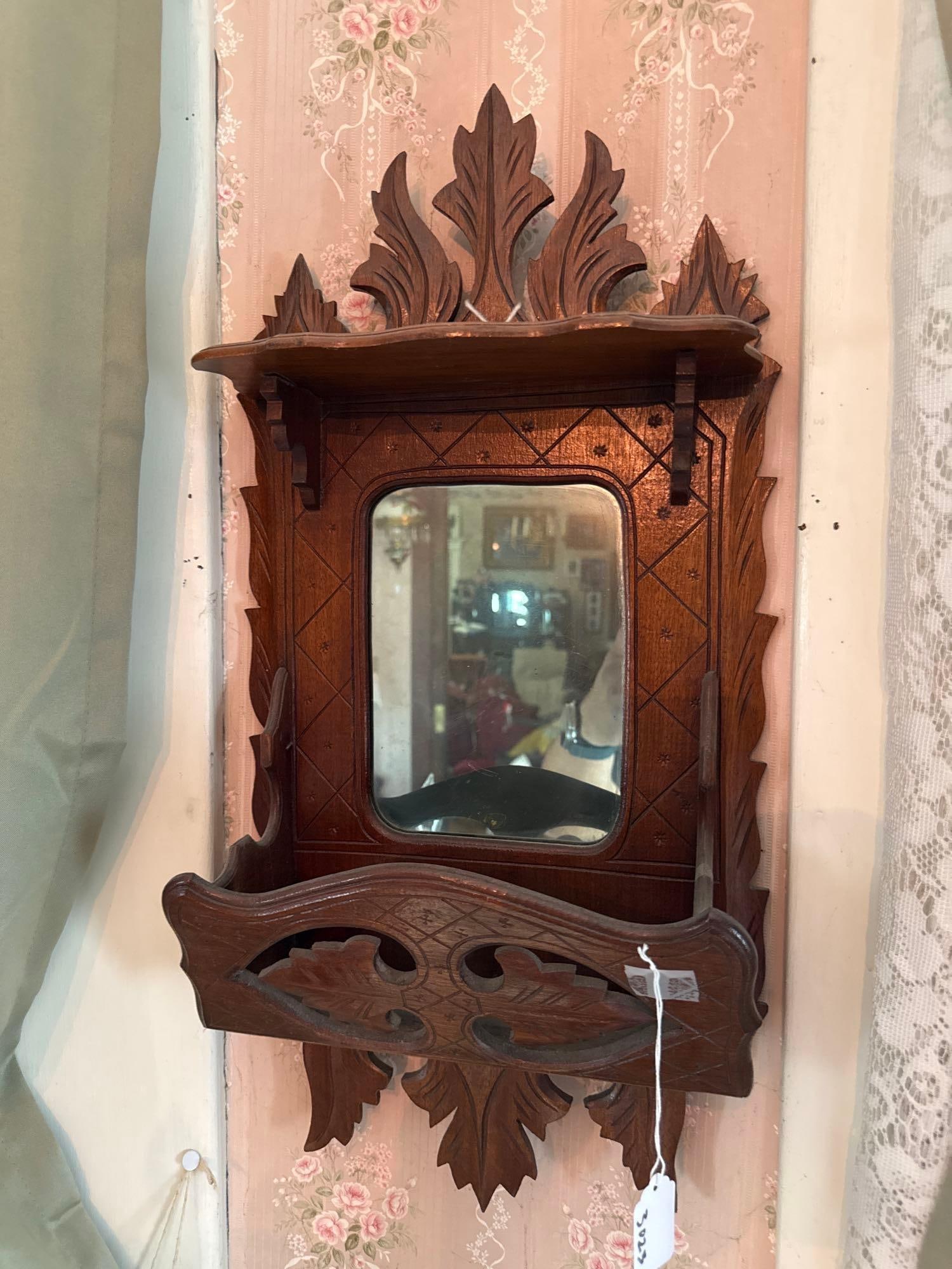 Walnut carved wall shelf (1 of 1)