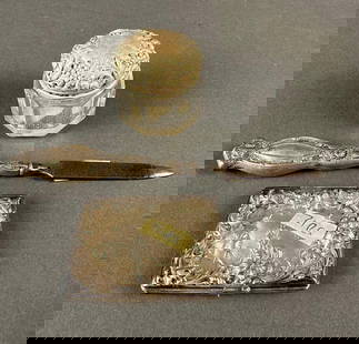 3 pieces Victorian silver: needle case, nail file and patch jar Low Estimate: 10.00 High Estimate: 30.00