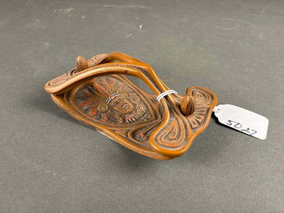 1890s art nouveau ink blotter with Native man and headdress: 5" finest quality Low Estimate: 20.00 High Estimate: 60.00