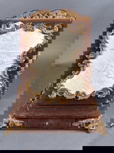 Unique Victorian photo album on stand with a drawer: 15" x 13" celluloid&nbsp;cherubs in front  Low Estimate: 30.00 High Estimate: 60.00