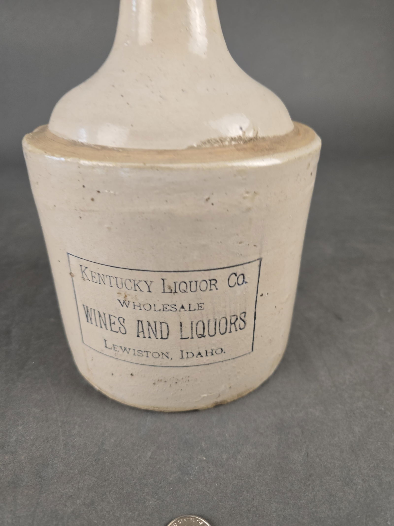 Crock 1 Gallon Advertise Whiskey Jug Lewiston, ID (1 of 4)