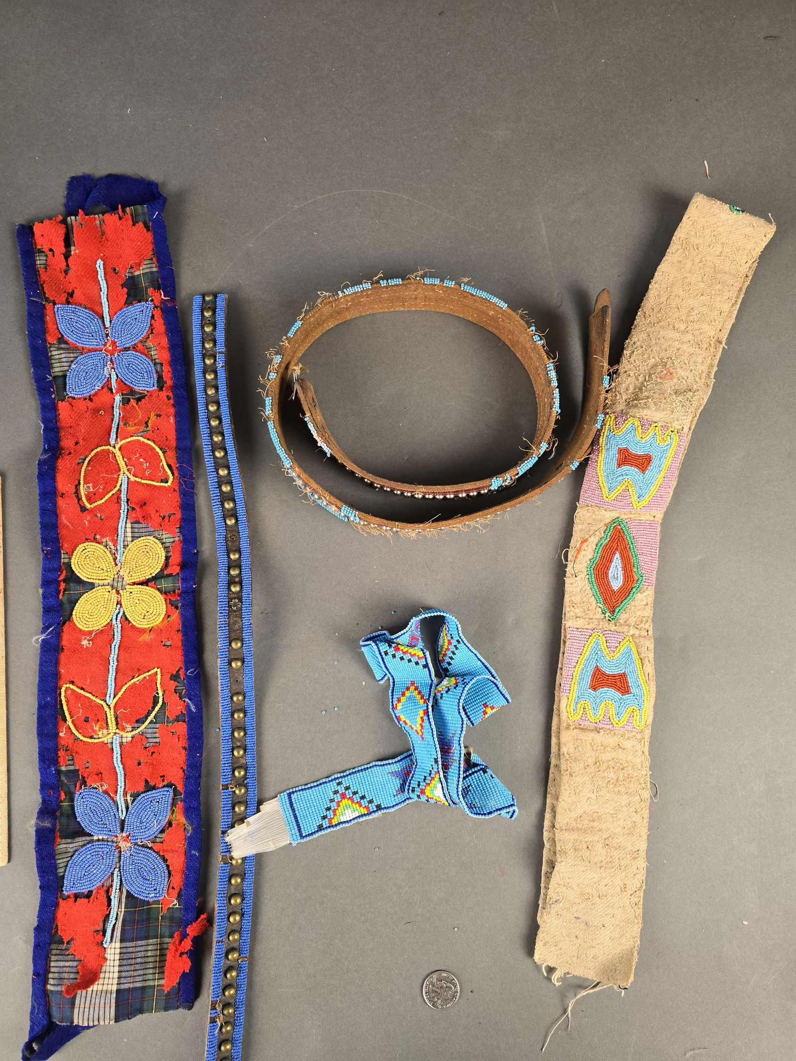 Beaded Native American belt parts: Nez Perce items Low Estimate: 40.00 High Estimate: 80.00