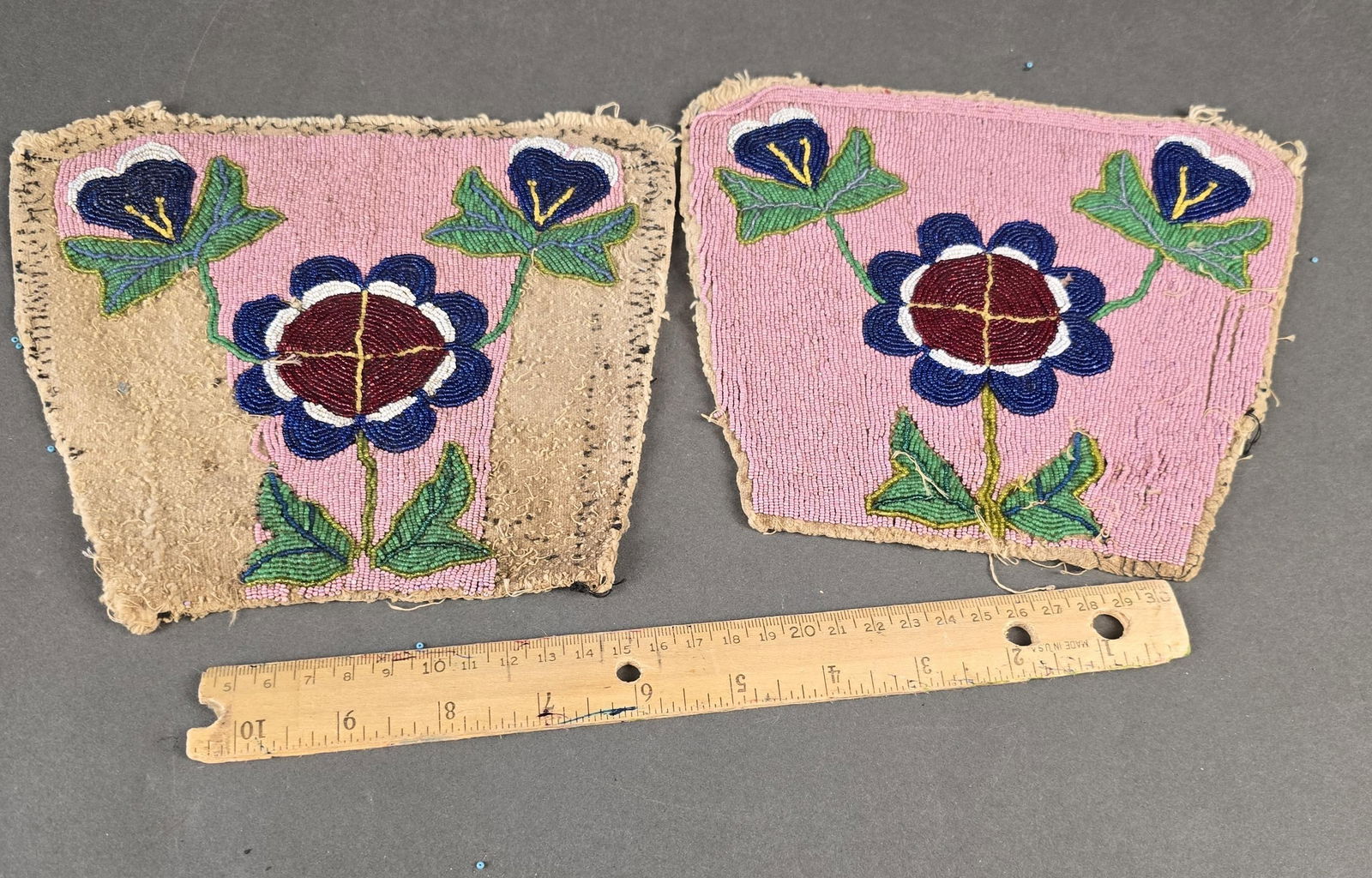 Pair of Native American beaded gauntlet tops (1 of 2)