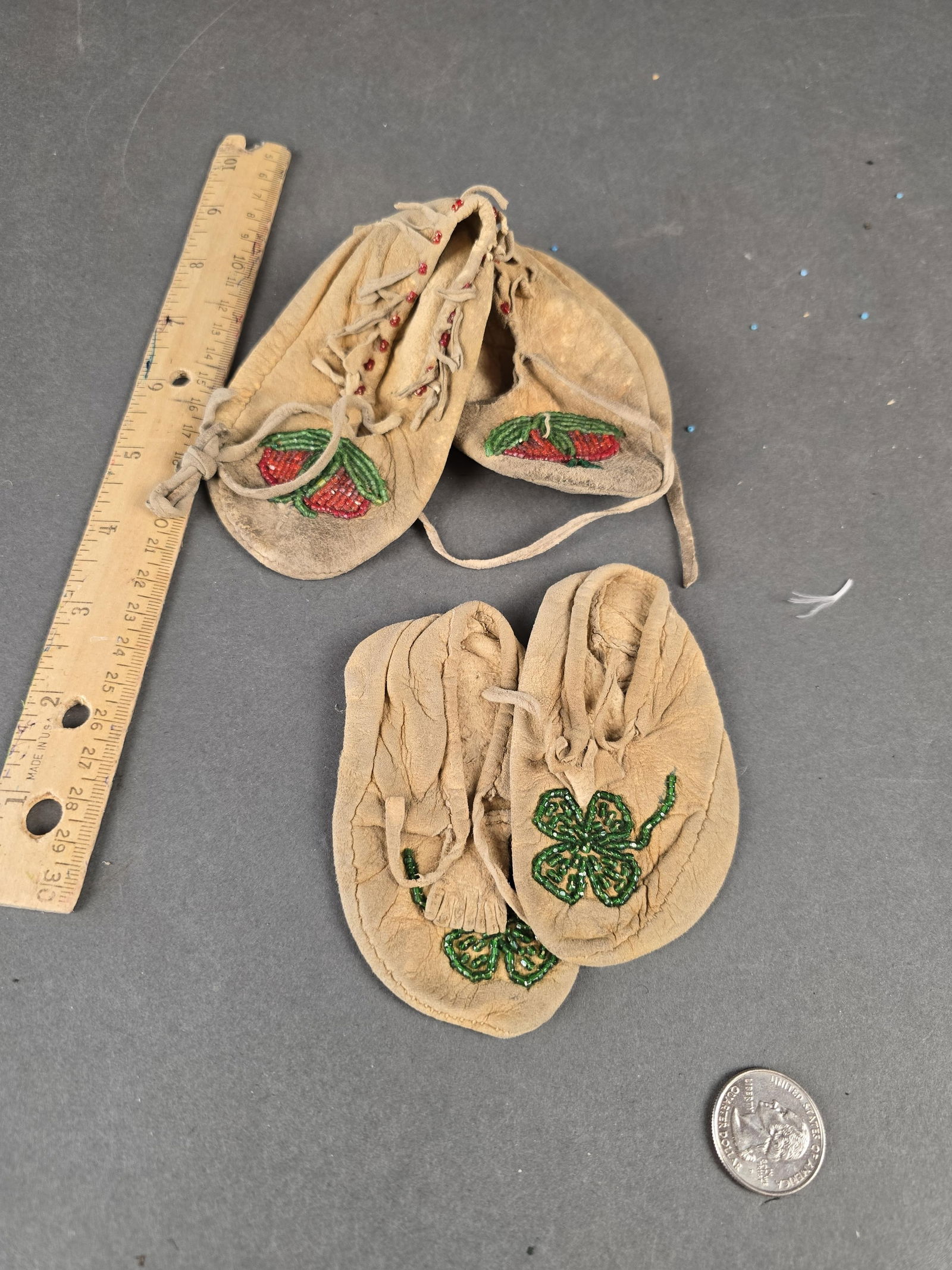 2 older pair of Native American child moccasins (1 of 2)