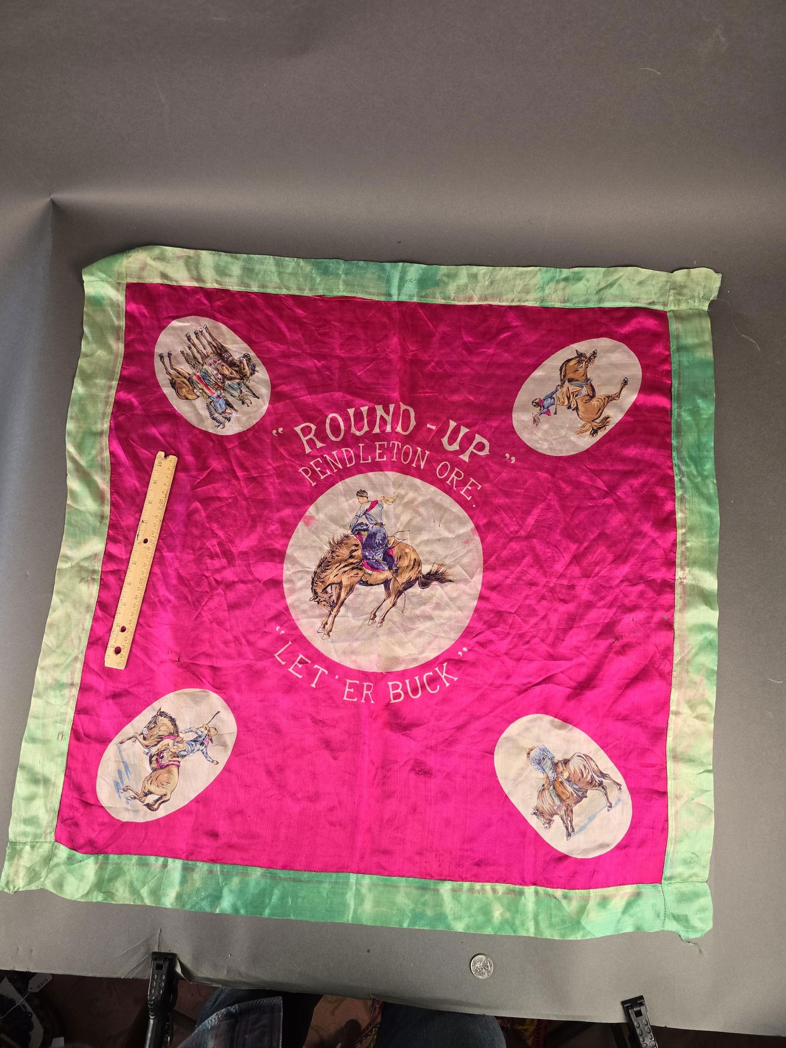 Early Pendleton Roundup, "Let Er Buck" silk scarf (1 of 3)