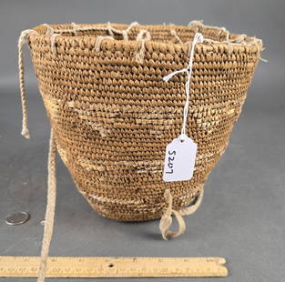 Native American Klickitat berry basket: 8"  Low Estimate: 50.00 High Estimate: 150.00
