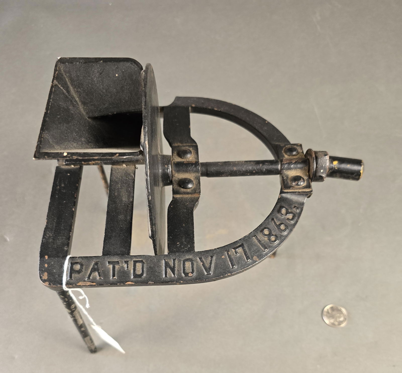 Cast iron cherry pitter dated Nov. 17,1863 (1 of 4)