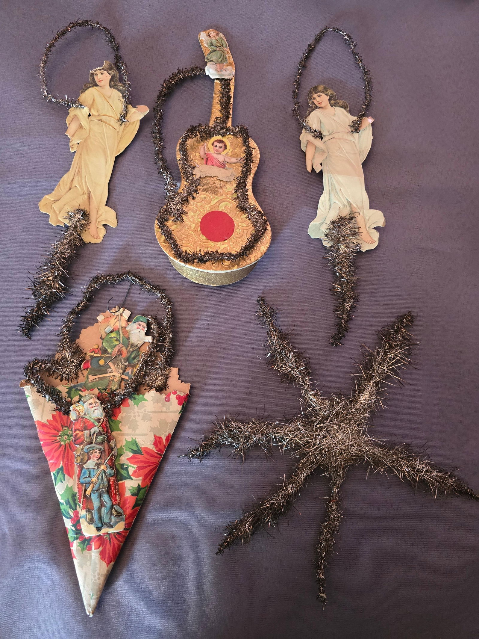 (6) early paper and metal Christmas ornaments (1 of 1)