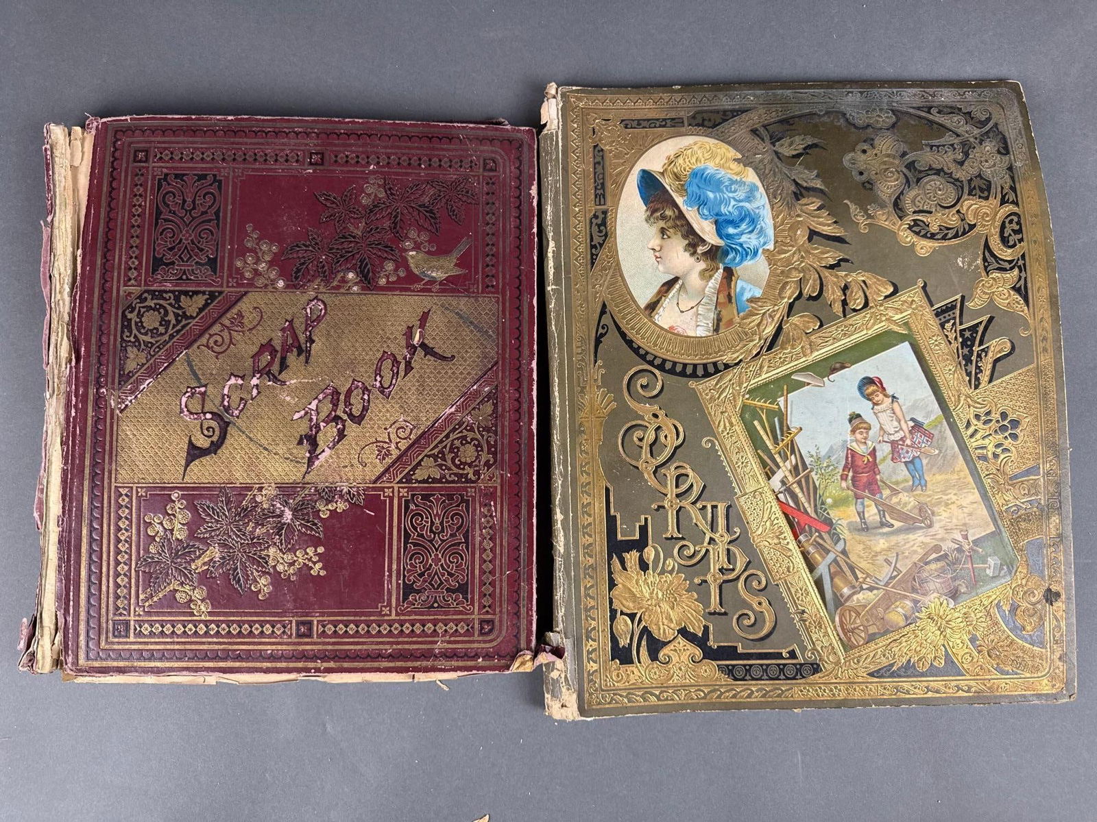 1880s scrap books with pages of advertising cards (1 of 14)