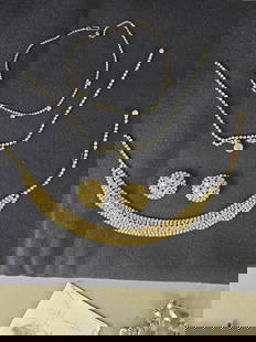 Rhinestone necklaces and earrings: 1950s clipback