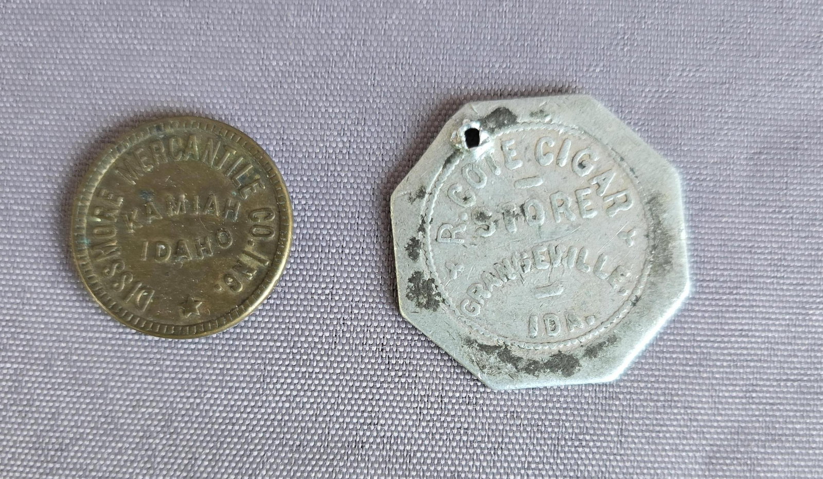 Early 1900 Dissmore mercantile token, Kamiah, ID: Early 1900 Dissmore mercantile token, Kamiah, ID