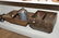 (3) ONE WOODEN HANDLED BASKET W/ METAL HANDLE, ONE WOOD