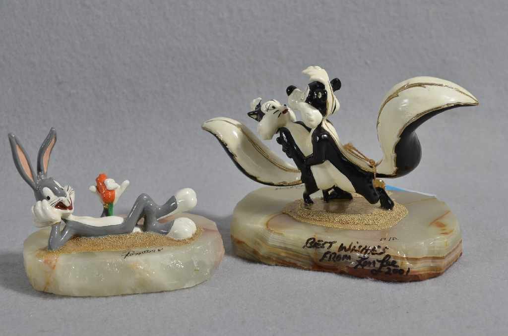 (2) RON LEE LIMITED EDITION DISNEY FIGURINES, 3" "BUGS: (2) RON LEE LIMITED EDITION DISNEY FIGURINES, 3" "BUGS BUNNY", SIGNED, AP, 4 1/2" "PEPPI LaPEW & PENELOPE", SIGNED AP