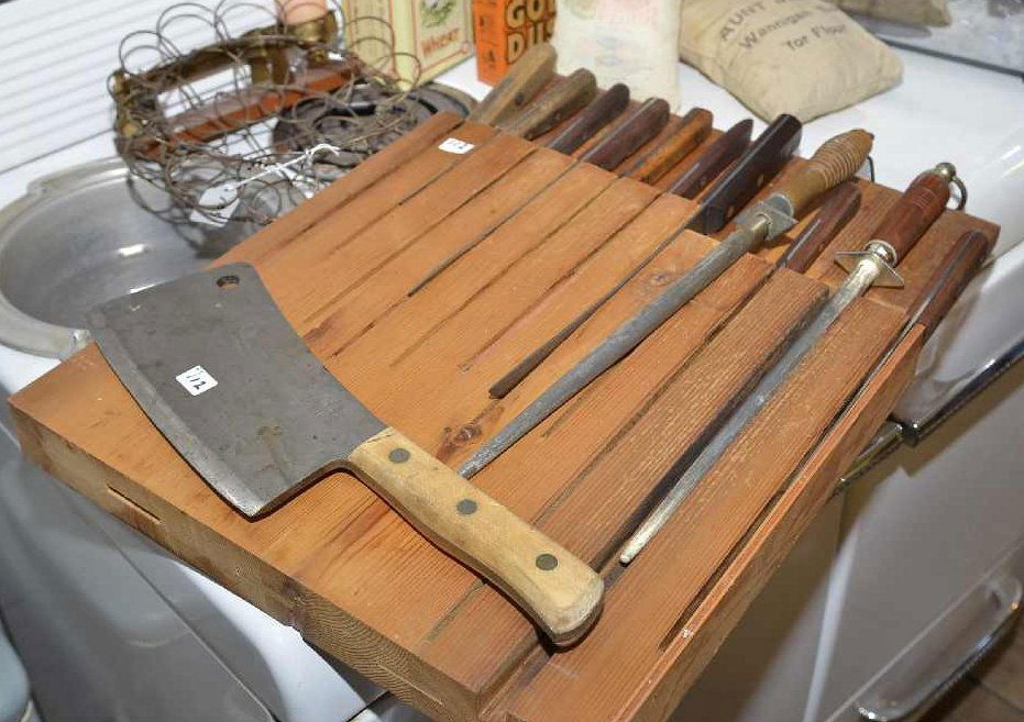 BRIDDELL MEAT CLEAVER. VERY HEAVY, & 9 KNIVES W/ 2 Sep 14, 2013