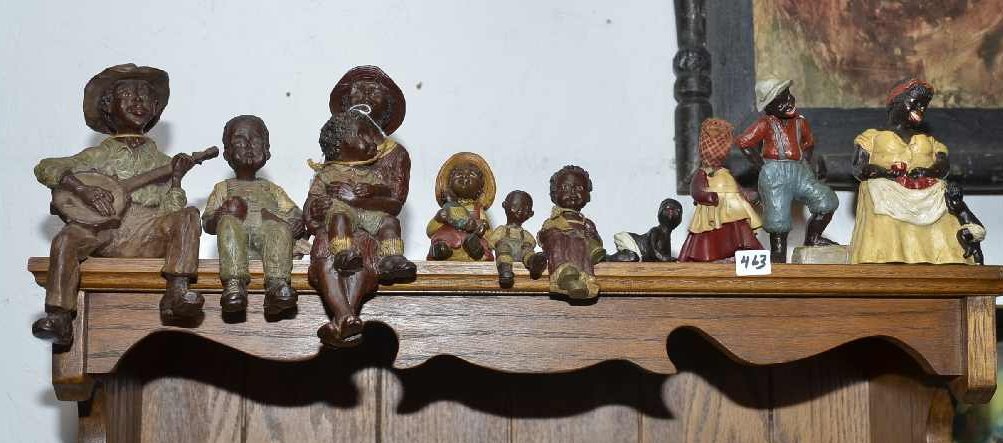 10 BLACK AMERICANA FIGURINES. BANJO PLAYER TO MOTHER: 10 BLACK AMERICANA FIGURINES. BANJO PLAYER TO MOTHER HOLDING BABY, ETC.