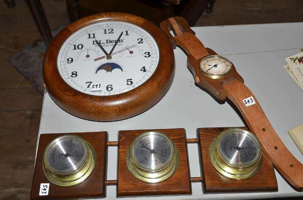 LL BEAN WALL CLOCK, BAROMETER, THERMOMETER, & HUMIDITY