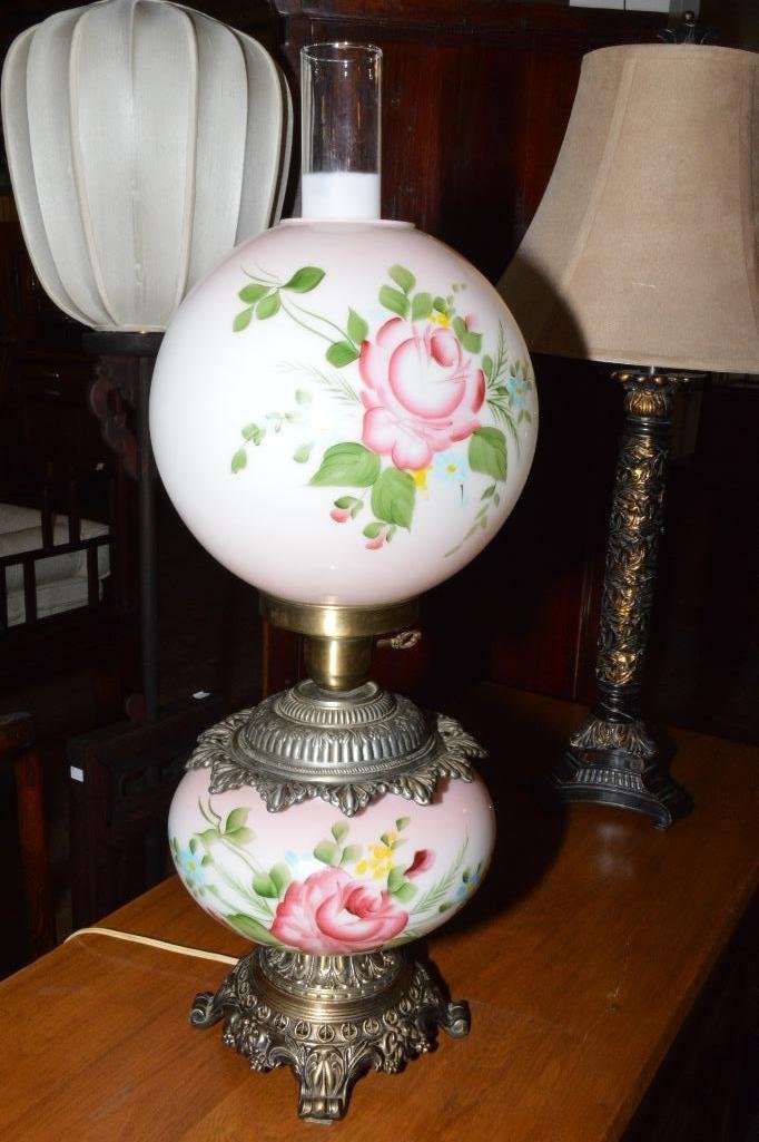 Victorian Style Hand Painted Double Globe Lamp