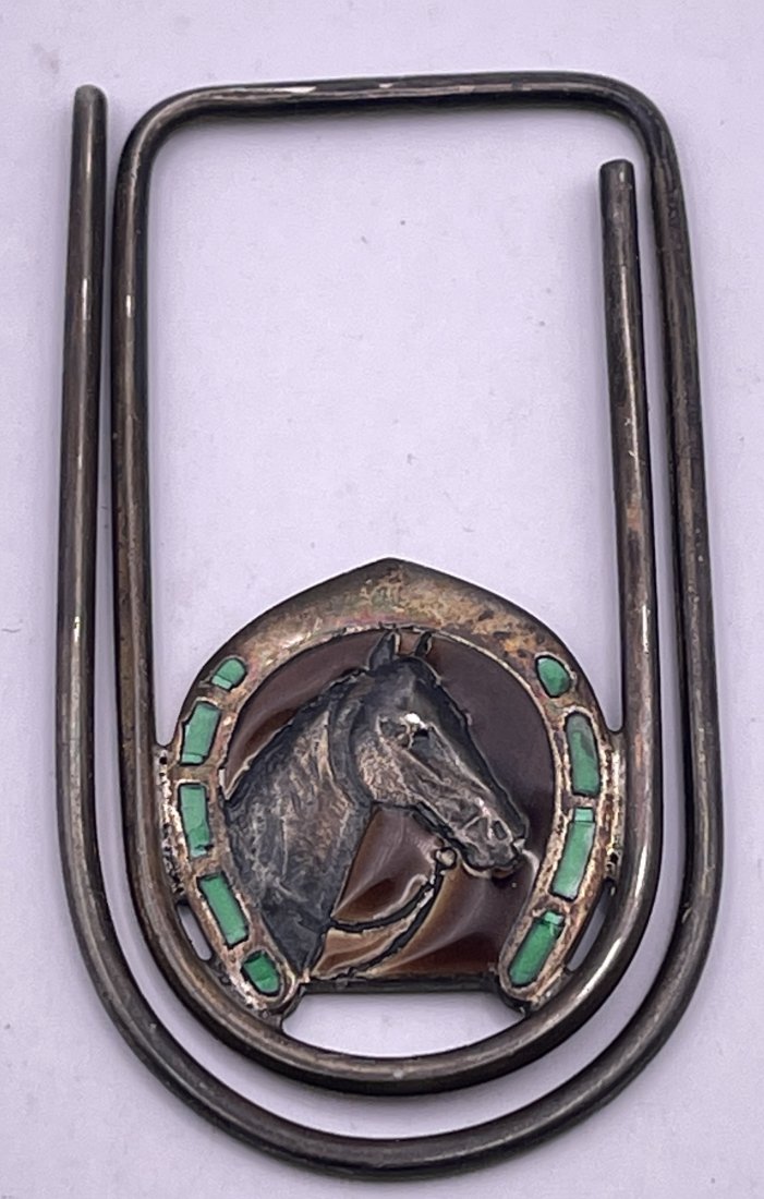 Old Gucci Sterling Silver & Enamel Equestrian Money Clip (1 of 4)