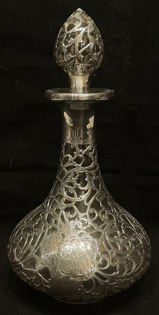 Heavy Sterling Silver Overlay Decanter (1 of 5)