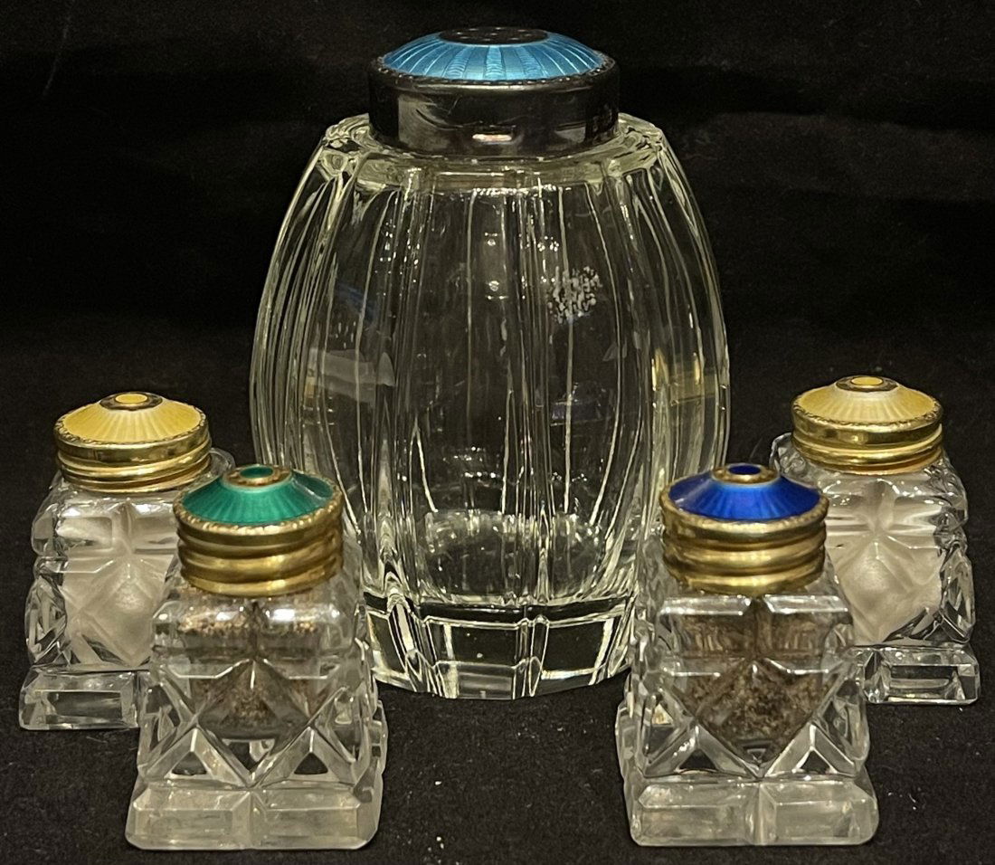 Vintage Signed MEKA Sterling Silver & Enanel Denmark Lot of 5 Shakers (1 of 4)