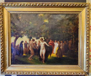 Geza Farago (1877 - 1928) Hungary, Allegorical Painting with Nude Dancers