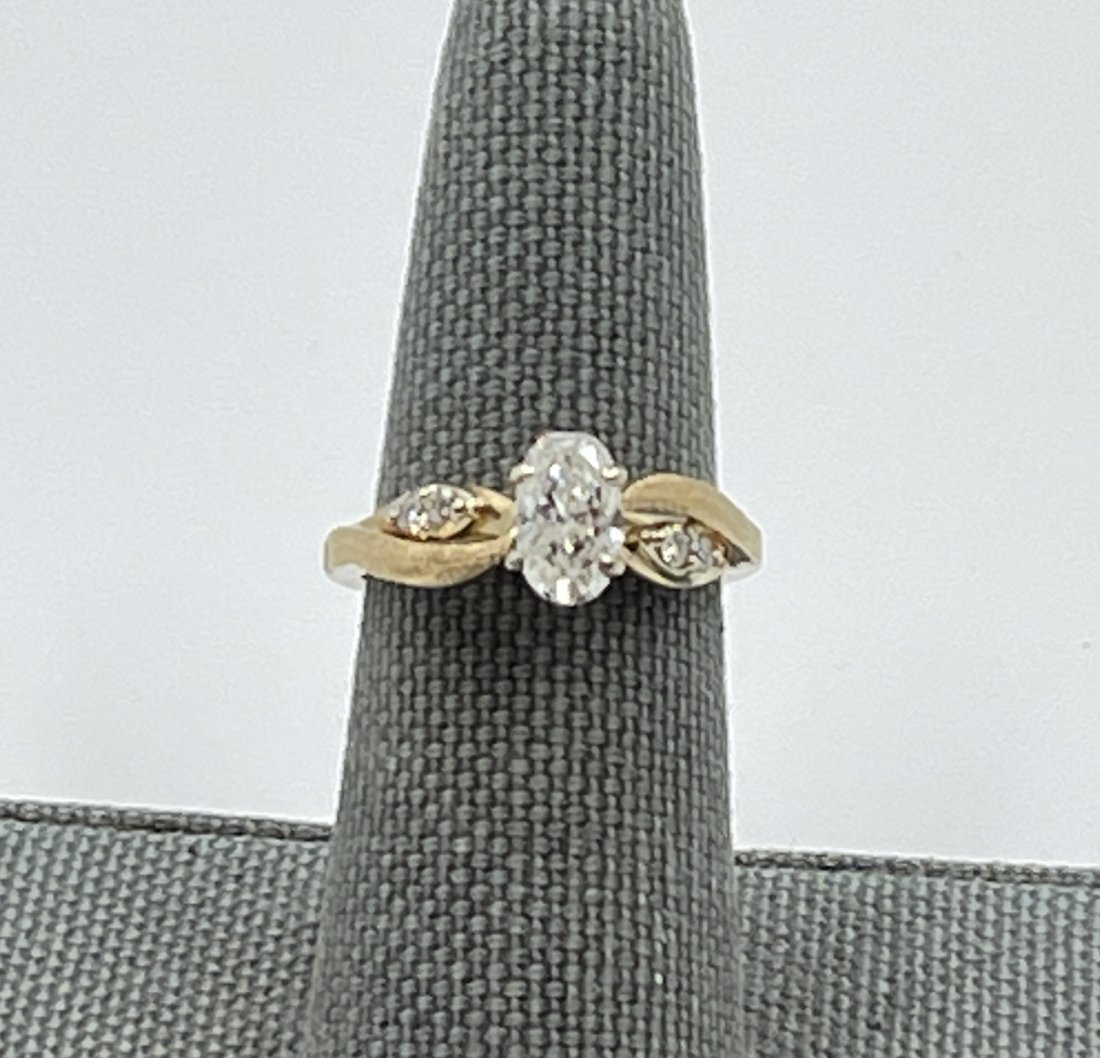Oval 3/4 plus Carat Diamond Solitaire Ring With 4 Side Diamond Accents size 6 (1 of 3)