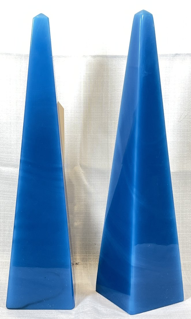 Pair 19th Century Blue Opaline Obelisks (1 of 3)