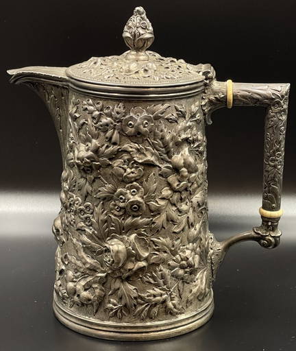 Large Antique Kirk Son Repousse Sterling Silver Pitcher Pot