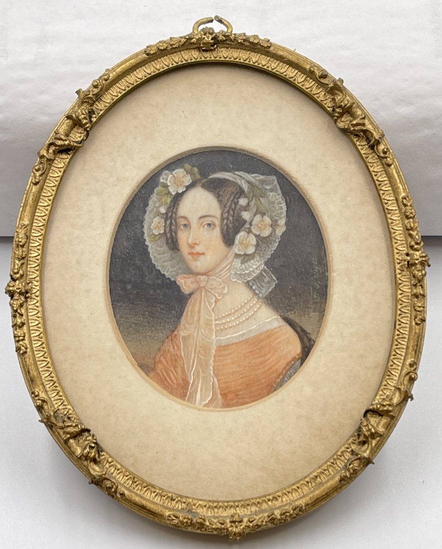 Victorian Portrait Miniature in Bronze Frame (1 of 4)