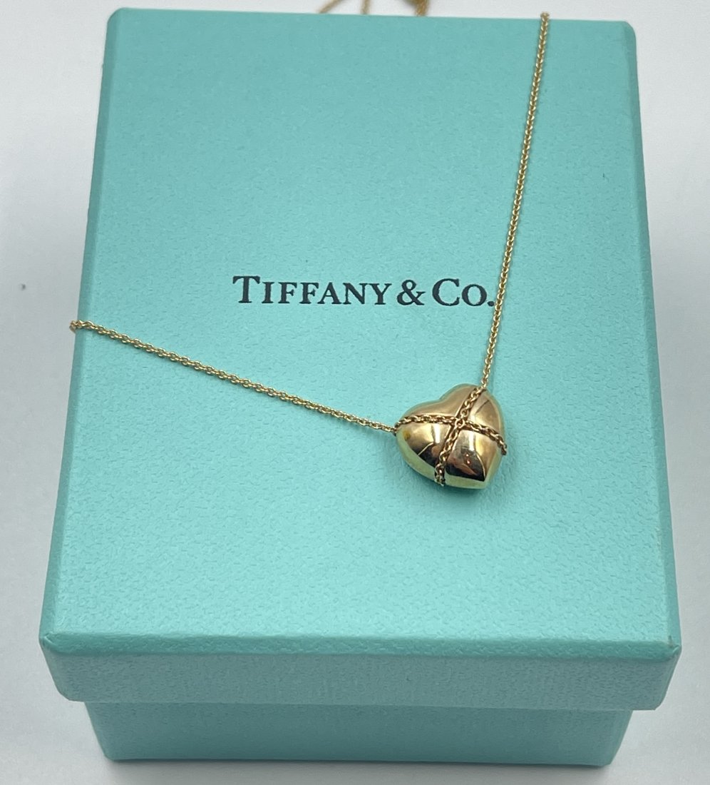 Tiffany & Co 14k Yellow Gold Cross My Heart Necklace (1 of 3)
