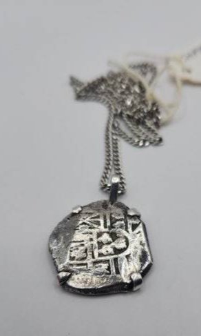 Spanish treasure coin from the Nuestra Senora Atocha in sterling pendant (1 of 3)
