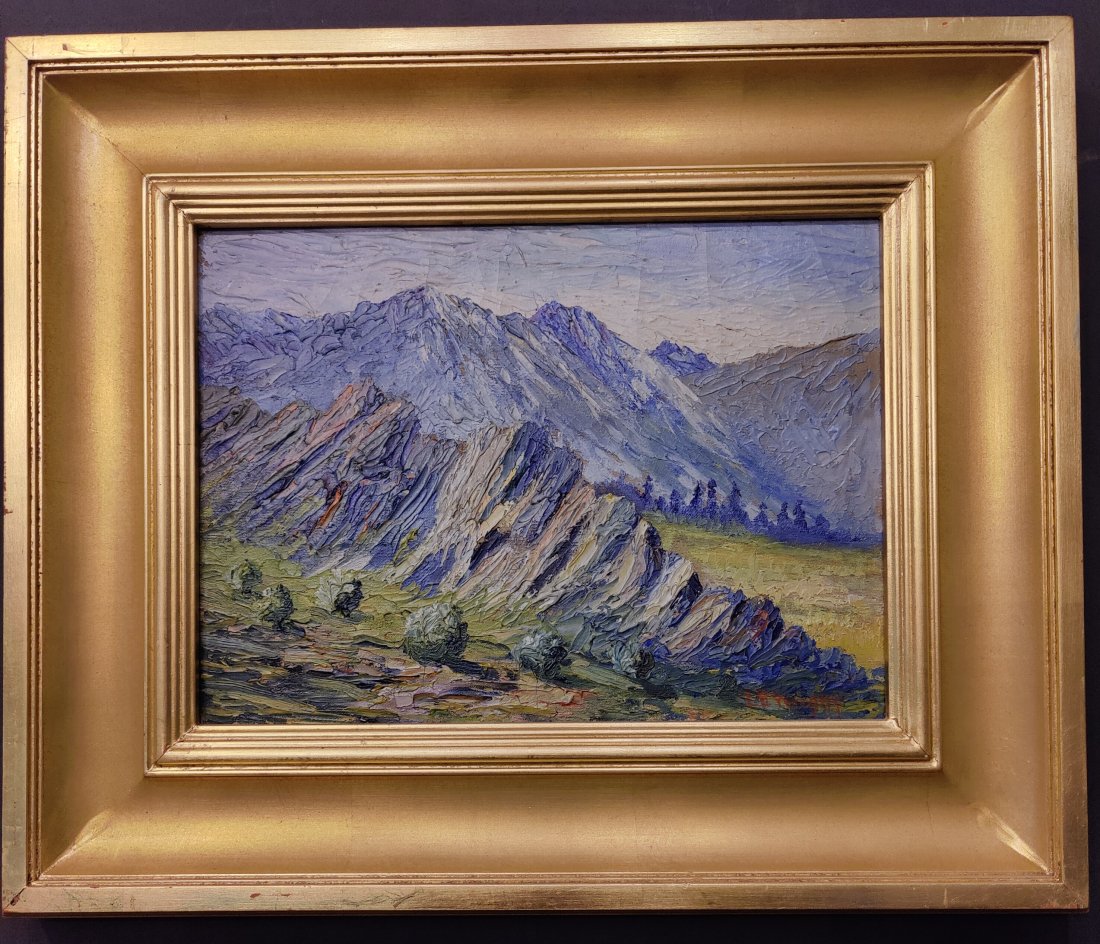Attributed Leon Wright Mountain Landscape Painting (1 of 5)
