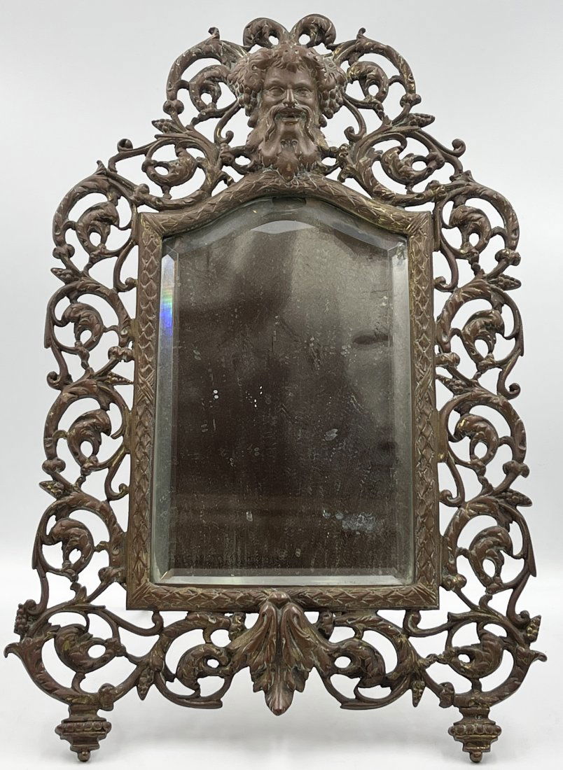 Victorian Bronze Easel Back Mirror with Bacchus Face (1 of 4)