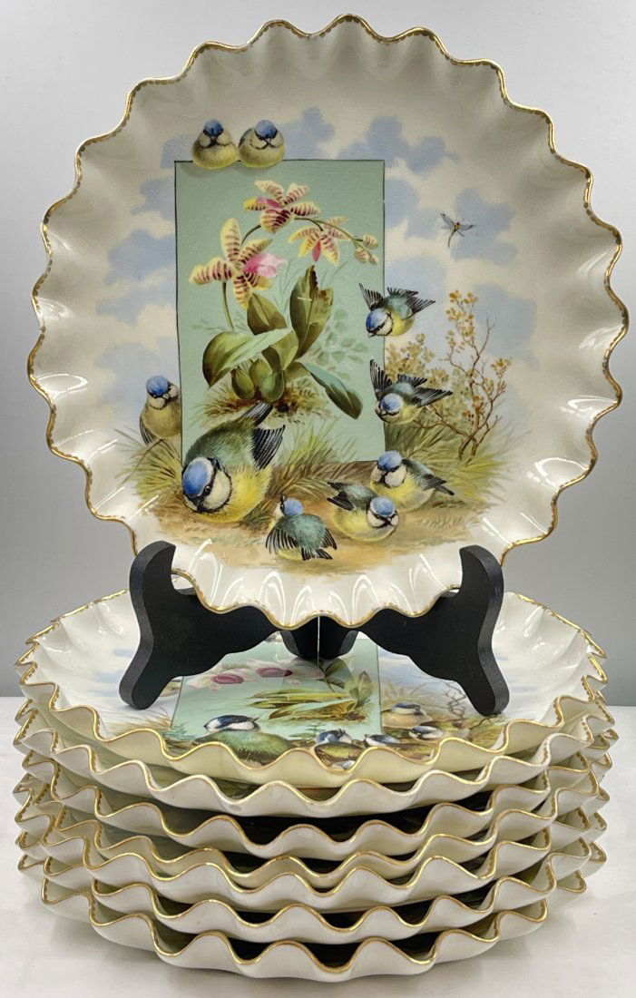 Set of 8 c1890 Aesthetic Movement Theodore B Starr Hand Painted Plates (1 of 5)